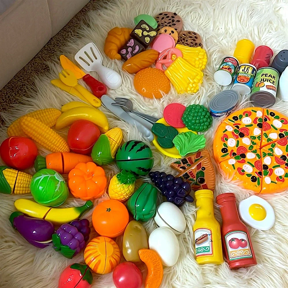 Big Colorful Play Food Set for Kids. 70+ pieces